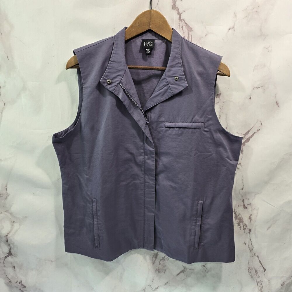 Eileen Fisher Vest Womens Large Purple Zip Mock Light Lavender Dusty Capsule